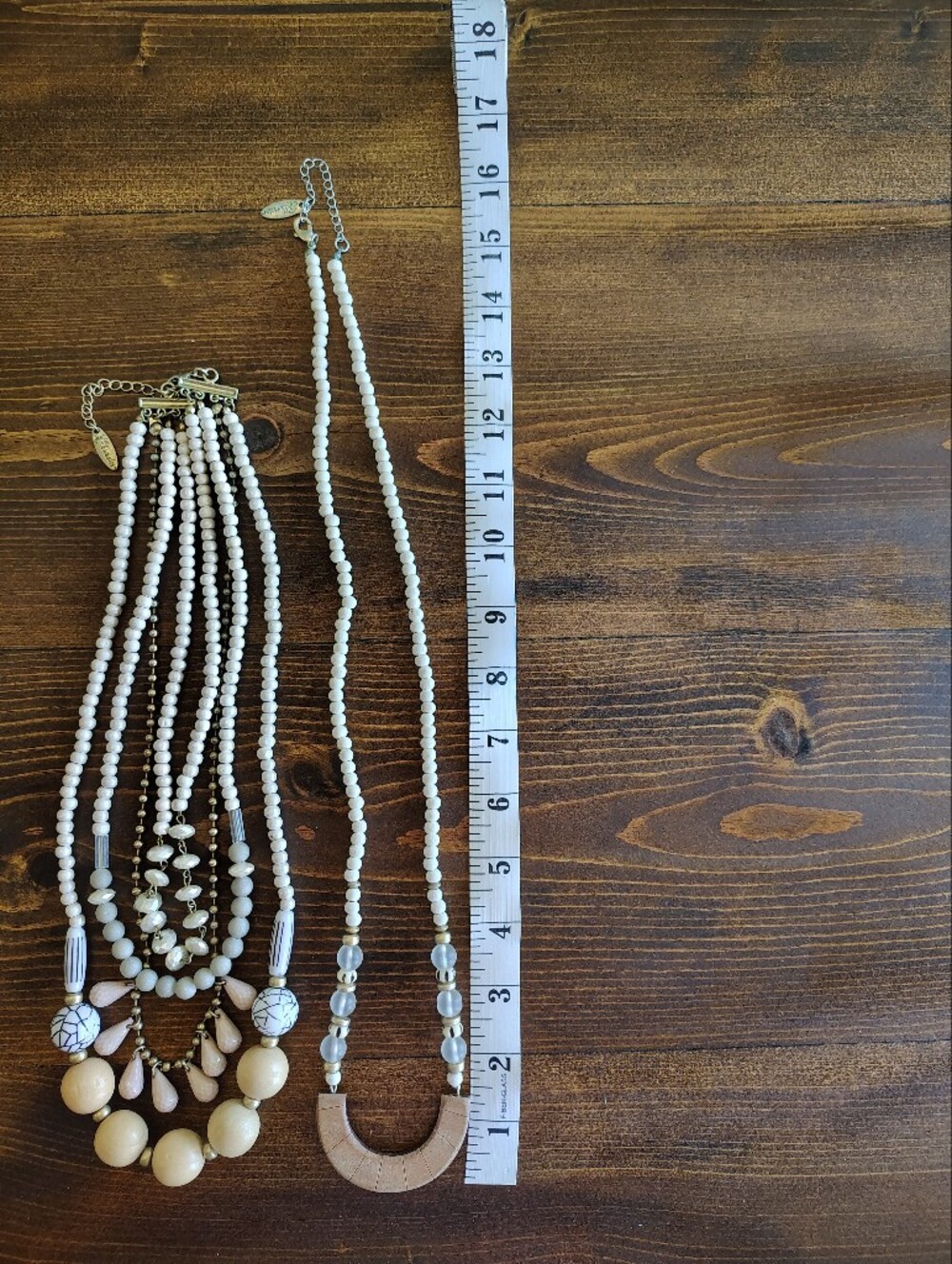 Plunder Bundle Of 2 Beige Multi-Strand Statement Necklaces - Picture 2 of 9